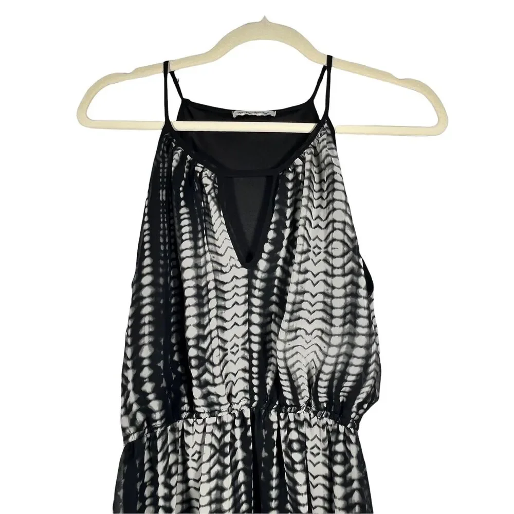 Tua Hi Low Maxi Dress Womens Size S Gray Black Smudge Print Elastic Waist Boho - Picture 3 of 10